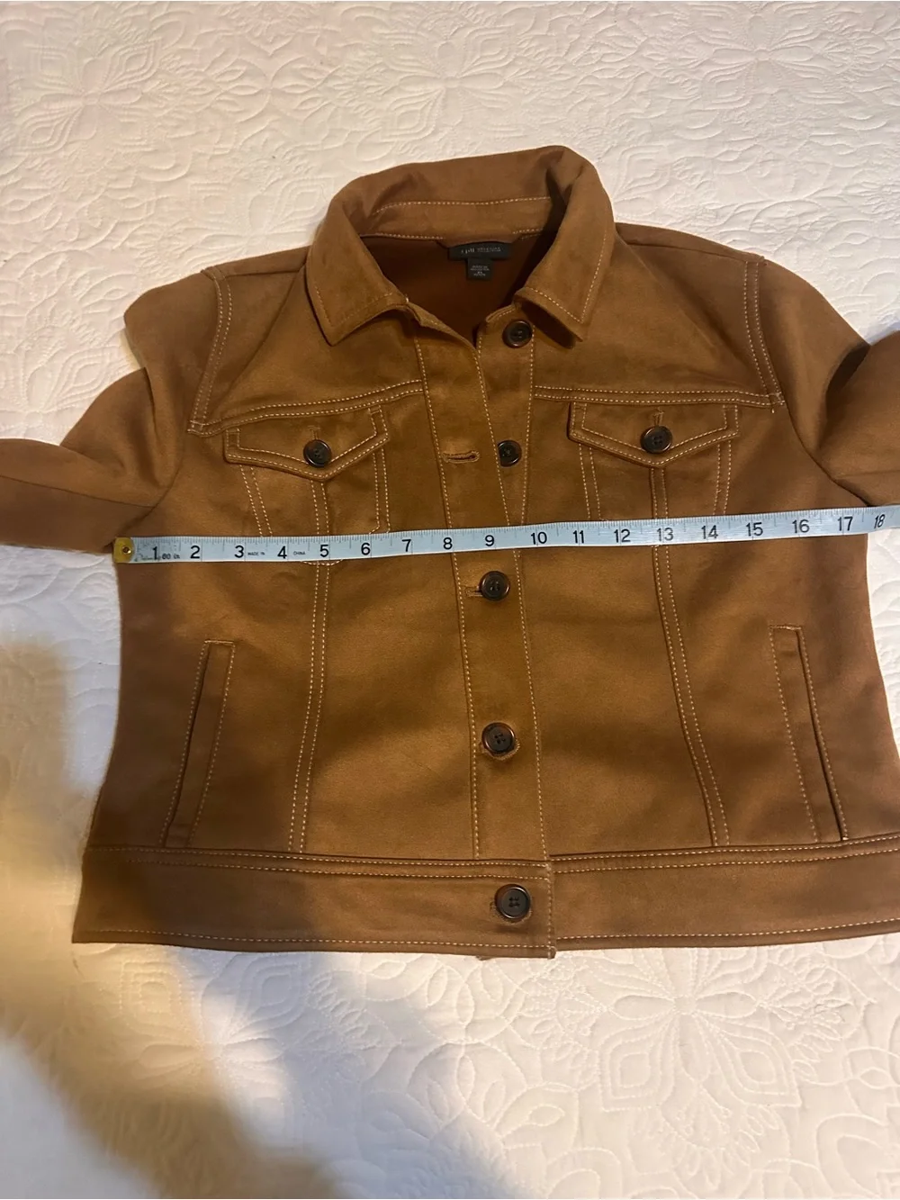 J. Jill Cropped Faux Suede Jacket in Chestnut Brown - Women's